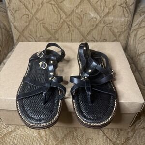 Sam Edelman Tenly Women's‎ Toe Strap Black Sandals Size 8 Excellent